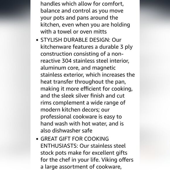 Viking 3-Ply Bonded 4QT Stock Pot w/Lid - Picture 9 of 15